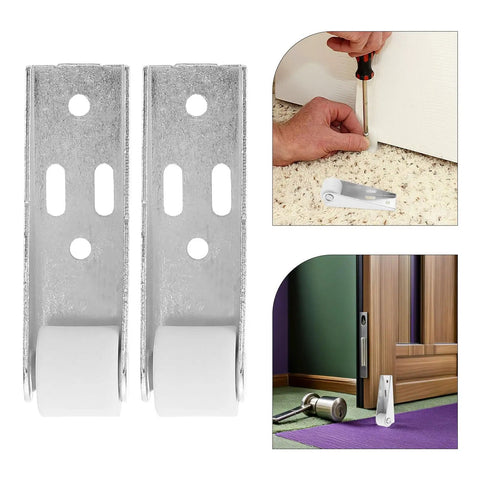 12 Piece Sliding Cabinet Door Rollers With Silent Nylon Wheels And Heavy Duty Steel Design, two roller brackets shown.