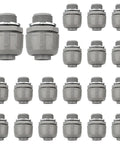 No Sweat 3/4 Inch Liquid Tight Conduit Connectors Straight Shape Grey Nylon 6 Build 20 Pack Set with heavy duty steel locknuts.