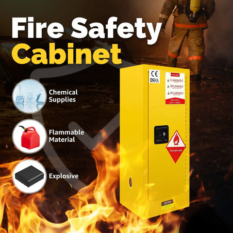 42 Gallon Flammable Safety Cabinet Built Tough As Nails With Fireproof Double Wall Steel Heavy Duty Yellow Locker For Shop Warehouse And Garage Trusted Storage For Solvents Lacquer And Acetone