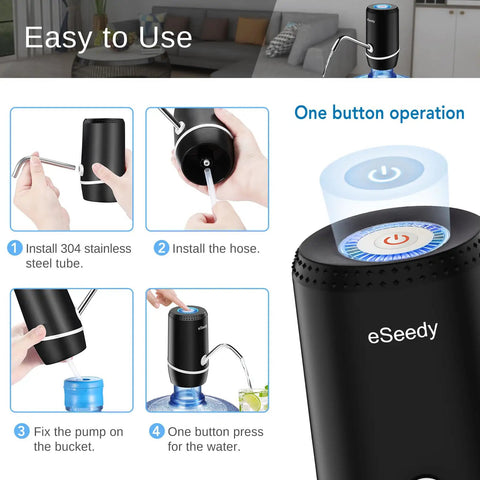 USB Charging Automatic Water Dispenser For 5 Gallon Bottle With Rechargeable Battery On The Go Electric Jug Pump for easy one-button operation in home or office.