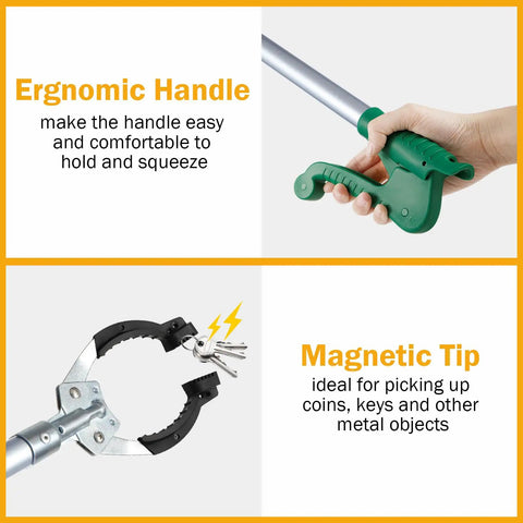 Four Pack 39 Inch Reacher Grabber Tools With Rotating Jaw Long Reach Pick Up Tool Set For Outdoor Cleanup And Trash Pickup Lightweight Aluminum Reachers For Cleaning Yards And Garages