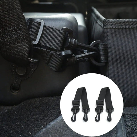 Under Seat Storage Box For Trucks Dual Compartment Tool Organizer Fits Ford F150 F250 F350 And Chevy Silverado Back Seat Universal Truck Accessories For Quick Access Gear Keeping Cab Clean attachment straps close-up