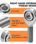 Shop Built Hot Rod Hardware Featuring Half Inch Chromoly Heim Joint Rod Ends With Left And Right Hand Threads For Steering Suspension And Traction Bars Wrench Turning Essential For Beatdown Drives right hand thread design with 0.5 inch size and chromium molybdenum alloy.