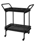 All Weather Wicker Patio Serving Cart For Outdoor Entertaining Black Steel Frame With Easy Assembly And Wipe Clean Resin Wicker 32 Inch Wide