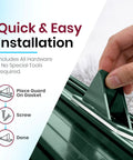 Pack of Fifty Hella Durable Rock Solid Polycarbonate Snow Guards For Metal Roofs being installed on a gasket with easy screws.
