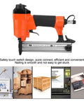 Industrial Grade Pneumatic Brad Nailer And Air Staple Gun Built Tough As Nails For Jobsite Grind with safety touch switch design.