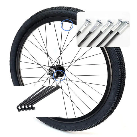 Stainless Steel Bike Spokes And Nipples 12G 130mm Black 10 Pack For Mountain Road And Hybrid Bikes wheel and spoke close-up