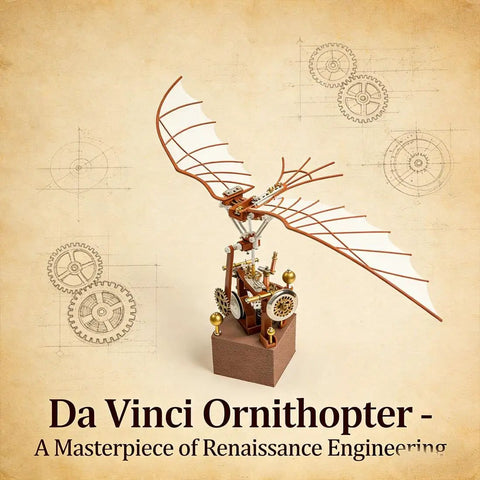 Da Vinci Flapping Wing DIY Model Kit 3D Metal Wind Up Ornithopter Battery Free Mechanical Flying Machine For Adults Renaissance
