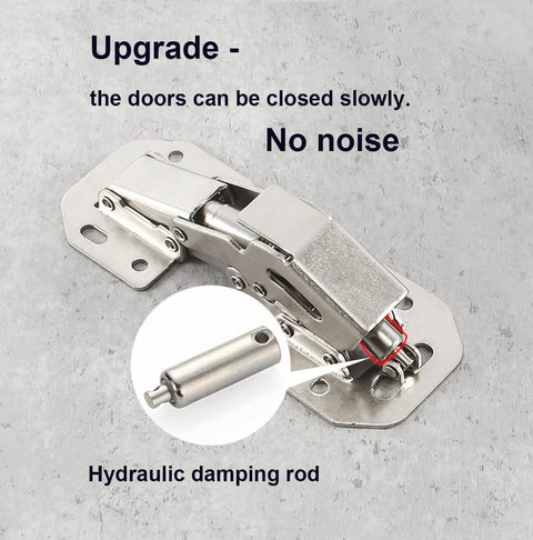 Soft Close Concealed Cabinet Door Hinges 90 Degree Hydraulic Invisible Hinges For Cabinets Cupboards And Wardrobes Rust Resistant Cold Rolled Steel With Zinc Finish 2 Pack By Qrity Easy Install, shown close-up on concrete surface with hydraulic damping rod detail.