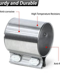 Beefy 2.75 Inch Exhaust Clamp Butt Joint Band Clamp Sleeve Coupler In 304 Stainless Steel Double Layer Durable Design packaged