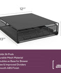 Countertop Coffee Pod Holder With Sliding Drawer For Keurig K Cups Holds 36 Pods Caddy Dispenser Coffee Bar Organizer Kitchen Drawer Solution Keeps Pods Grab And Go Ready Black with mesh finish