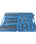 HUIOP Premium 110 Pc Metric Tap And Die Set Wrenches For Steel Hand Threading Kit With Taps Dies Torque Tools Repair Nuts Bolts Gear Fixing open case