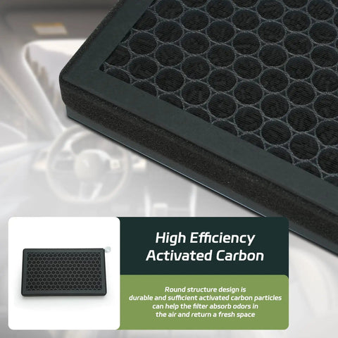 Close-up of Tesla Model 3 Model Y 3 In 1 HEPA Cabin Air Filter Replacement with activated carbon, highlighting filtration design