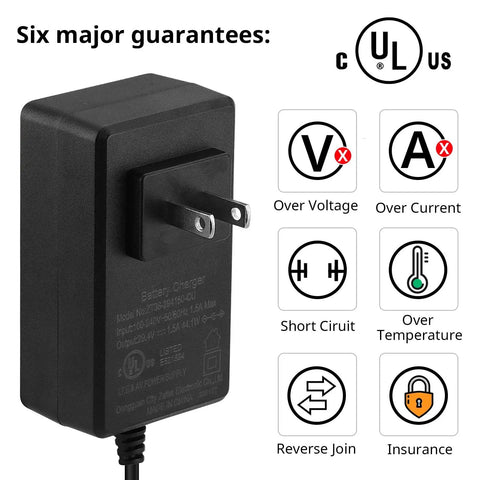 29.4V Compact Electric Scooter Charger UL Certified Dope Fast Charge With 3 Universal Plugs For 24V 25.2V 25.9V Lithium Batteries Compatible With Jetson Gotrax Razor And More Hoverboards Ebikes Escooters