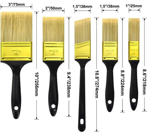 Do It All 30 Piece Paint Brush Set With Multi Size Flat And Angled Brushes, Black Handles, 1 to 3 Inch Width, for Various Painting Needs.