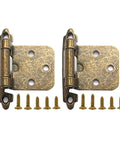 Two Pack Cupboard Door Flush Hinges With Screws For Overlay Cabinets, Smooth Soft Close Operation, Durable Steel Construction
