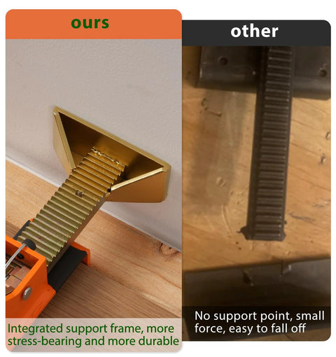 Front view of a heavy-duty ratcheting flooring plank straightener with an integrated support frame.