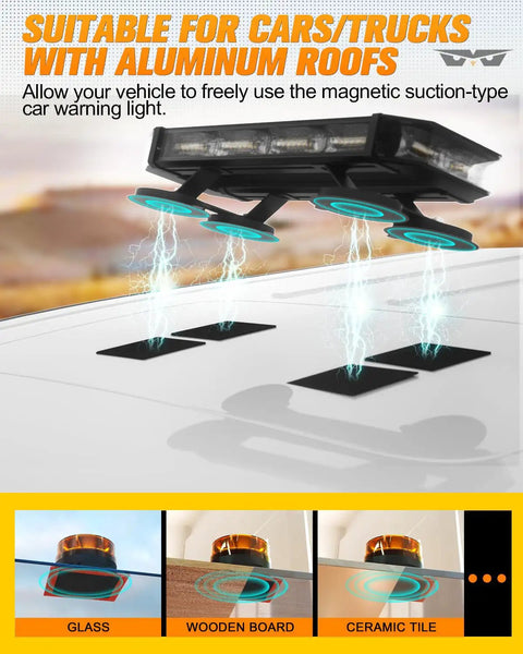 Magnetic Roof Mount Pads Kit for Cars, Trucks and SUVs, Heavy Duty Aluminum Roof Ready, 4 Pack With Double Sided Adhesive