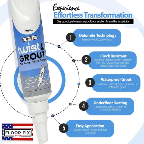 Twist And Grout Reviver Premixed Tile Repair For Bathroom, Shower And Kitchen With Smoothing Tool Light Gray 8.8 Fluid Ounces tube