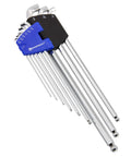 9 Piece SAE Stubby End Hex Key Set With Extra Long Arms For Tight Spots And Extra Leverage Ball End LWrenches in Blue Case