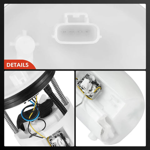 Close-up of Electric Fuel Pump Module With Sending Unit Direct Fit Replacement For Toyota Yaris 2019 2020 Yaris iA 2017 2018 Scion iA 2016 1.5L Includes Reference Numbers 23280WB001 83320WB001 showing connectors and wiring details