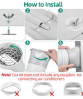 Portable Air Conditioner Window Kit With Universal Seal For Sliding Or Vertical Windows Easy Install Includes 5.9 Inch Exhaust Hose And Adapter Sealing Tape Window Seal Plates Screws And More For A Tight Leak Free Fit installation guide