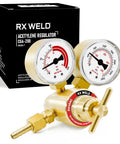 Acetylene Regulator CGA-200 With Rear Inlet And 9/16-18 Outlet Hose Connector For Welding Gas, T Handle, Dual Gauges, RX WELD