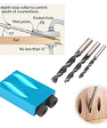 Pro Grade Pocket Hole Jig Kit With 15 Degree Dowel Drill Set And 6mm 8mm 10mm Drive Adapters For Woodworking Angled Hole Locator