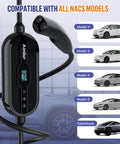 Portable Tesla Ev Charger Built For Home Level 1 And 2 Quick Charging 16 Amp 25 Foot Cable Etl Certified with NACS plug