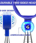 Close-up of Telescopic 9 Foot Golf Ball Retriever With Stainless Steel Shaft and Unbreakable Nylon Head, two-sided design.