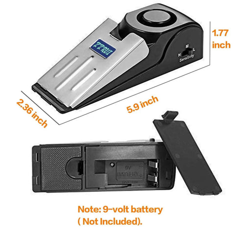 Door Stop Alarm 120dB Siren 4 Pack Non Slip Security Wedge Alarm For Travel Home Dorm Hotel Apartments Entry Alert Safety Device For Women And Kids, 5.9 inch battery-powered wedge