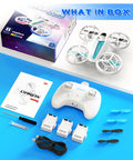 Kid Friendly Dual Module Lighting Drone With Triple Battery Pack For Extended Flight Time One Key Takeoff contents box