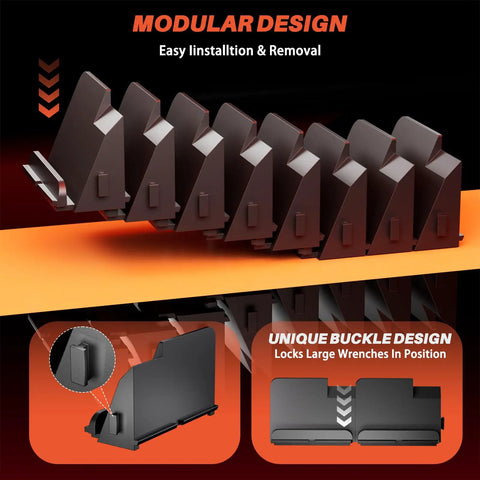 64 Piece Modular Wrench Organizer Set For Tool Drawers With Customizable Grid And Metric SAE Labeling in modular design view