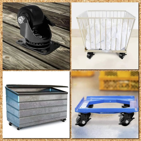 2 Inch Heavy Duty Polyurethane Caster Wheels With Side Locking Brake on various industrial carts and dollies