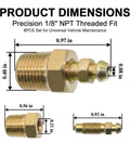 Precision dimensions of Heavy Duty Solid Brass Brake And Coolant Bleeder Replacement Kit Drop In Fit For Cars And Trucks.