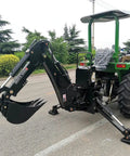 Tractor with BH6600HT Beefy Heavy Duty 3 Point Hitch Backhoe For Tractors With 7 Ft Digging Depth 180 Degree Swing displayed