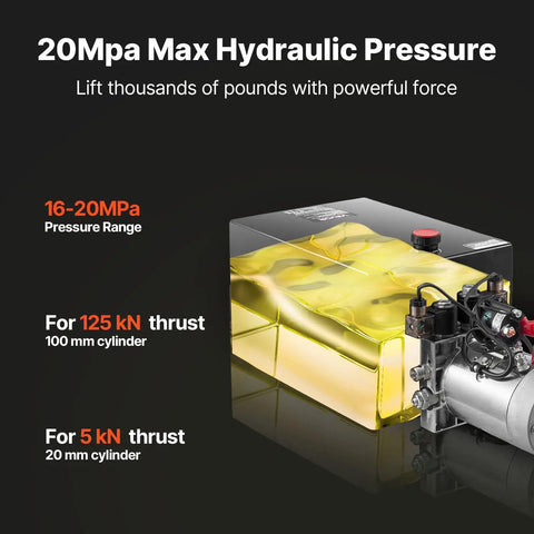 Beefed Up 12V DC Double Acting Hydraulic Power Unit For Dump Trailers, 20 Quart Steel Reservoir, 3200 PSI A Port view