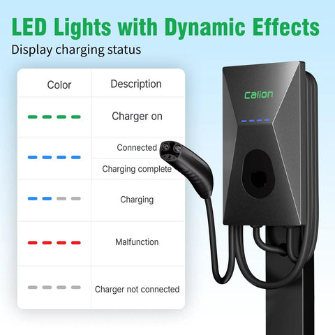Level 2 EV Charger For Tesla With 50 Amp 240V Fast Home Charging Smart App Control and LED status indicators