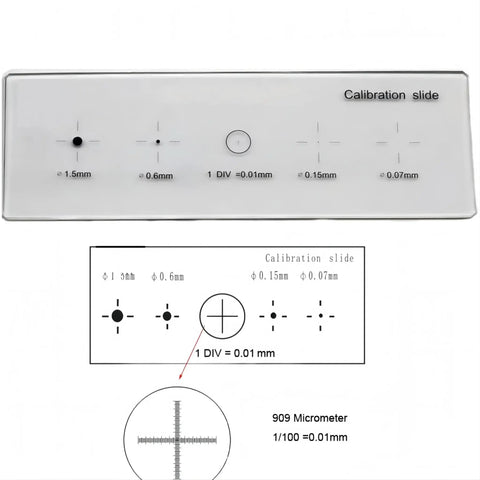Crosshair Optical Glass Microscope Slides With Multifunction Plate Reticle And Stage Micrometer For Lab Grade Precise Calibration In Millimeters And Micrometers Ideal For Pro Level Microscope Measurements, calibration slide with crosshair