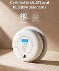 Six Pack Wireless Smoke And Carbon Monoxide Detector Combo Features A Decade Long Sealed Battery And Top Notch Interconnection for home safety, white design.