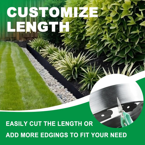 40 Foot Landscape Edging Kit With 48 Spikes Flexible Lawn Border For Flower Beds Pathway And Yard Easy Install No Dig Design Keeps Borders Clean And Neat All Season, close-up of edging with scissors cutting