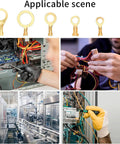 160 Piece Copper Ring Terminal Kit With M3 M4 M5 M6 M8 M10 Brass Wire Connectors shown in electrical applications