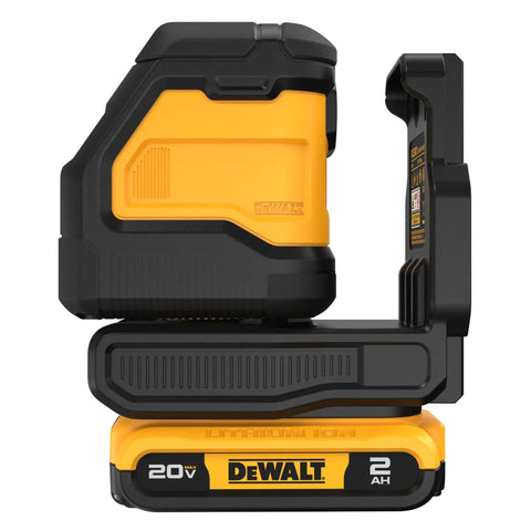 Pro Grade Green Cross Line Laser Kit With 180 Ft Beam Reach, 1/8 Inch At 30 Ft Accuracy, 20V Max Battery Platform, Super Bright Green Beams For Indoor And Outdoor Leveling, Quick Setup And Durable For DIY And Pros, DEWALT 20V Max 2Ah battery