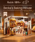 Beginner Friendly DIY Miniature Dollhouse Kit With LED Lights For Adults bakery studio with furniture and decor