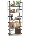 5 Tier Bookshelf Tall Bookcase Storage Organizer For Bedroom Living Room And Home Office Modern Durable Wood Shelving With Waterproof Panels Anti Scratch Finish Dope For Books Decor And Plants