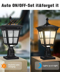 Outdoor Dusk To Dawn Solar Post Light For Garden And Yard Poles Cast Aluminum Waterproof LED Pillar Lamp With Glass Lens