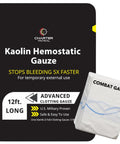 Front view of Charter Tactical Kaolin Hemostatic Gauze kit; 12 ft gauze with Combat Gauze packet (2 items)