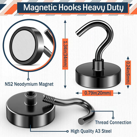 Heavy Duty Magnetic Hooks For Cruise Cabins 20 Pack Black Reusable Wall Organizers With Super Strong 50 Pound Hold For Keys Towels Swimsuits And Signs Total Game Changer That Saves Real Cabin Space Today
