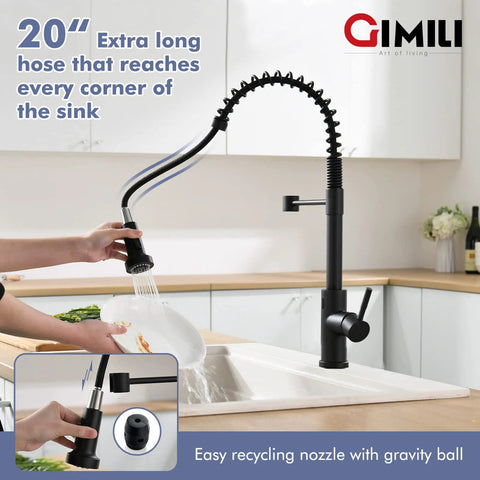 Matte Black Touchless Kitchen Faucet With Motion Sensor Hands Free Operation Pull Down Sprayer in modern kitchen setup