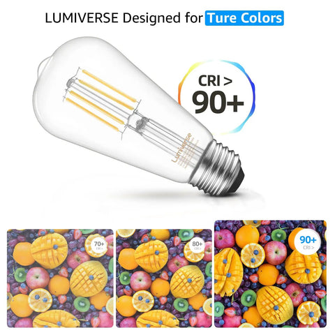 Dimmable LED Edison Bulb With Vintage Filament For A Retro Vibe, 5.5 Watt, 60W Equivalent, showcasing vibrant color accuracy.